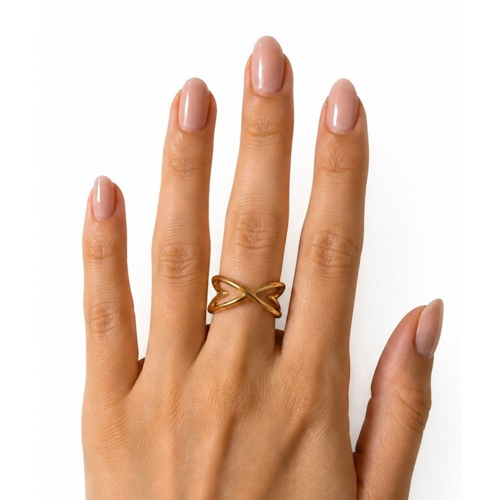 Madewell Crisscross Infinity X‎ Ring Gold Tone Size 8 Minimalist Statement